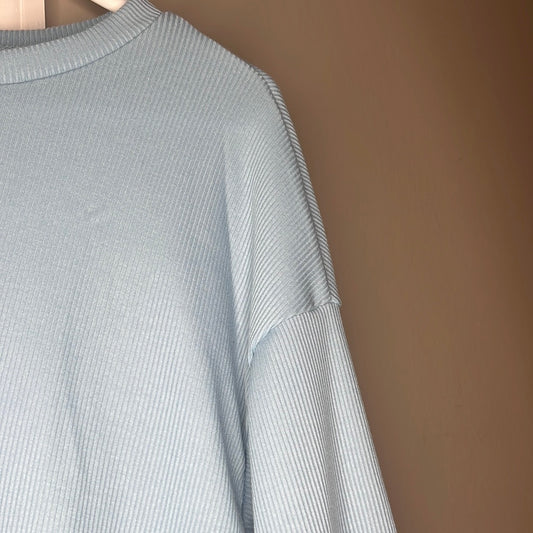 Sky Blue Ribbed Crewneck Sweatshirt