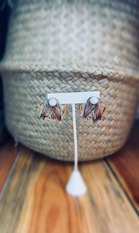 “Sprawling Pine” Quail Feather Handmade Earrings