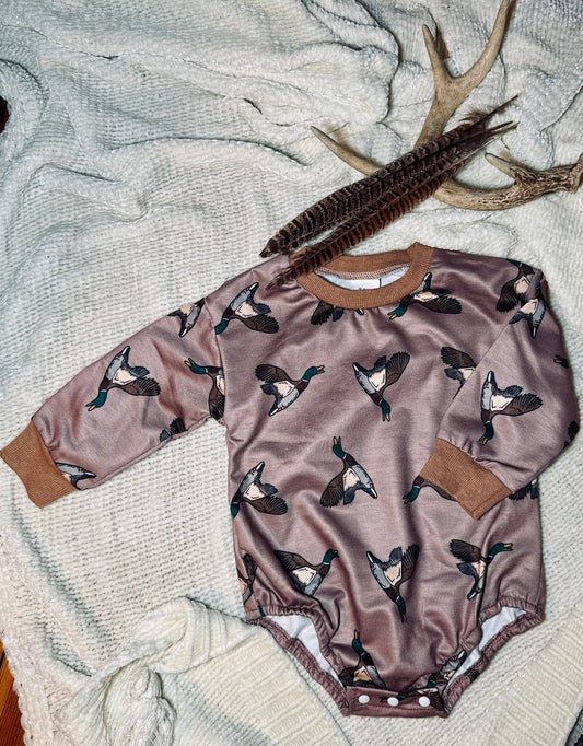 "Muddy Mallard" Long Sleeve Baby Bodysuit