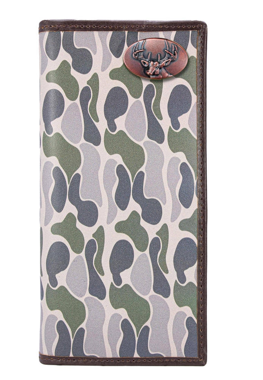 Buck Men's Secretary Old School Camo Leather Wallet