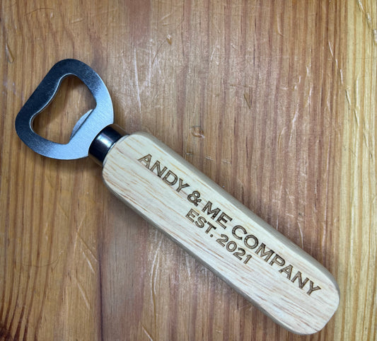 A&M Co. Wooden Handle Bottle Opener