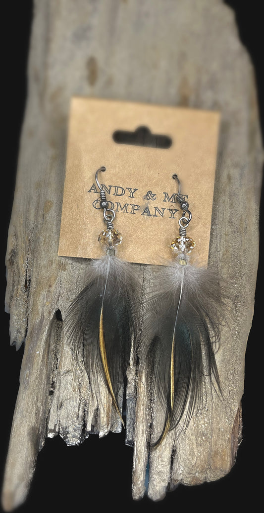 “Horizon Line” Handmade Feather Earrings