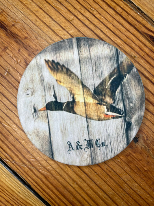 “Rustic Wood Wild Duck” Sandstone Coaster