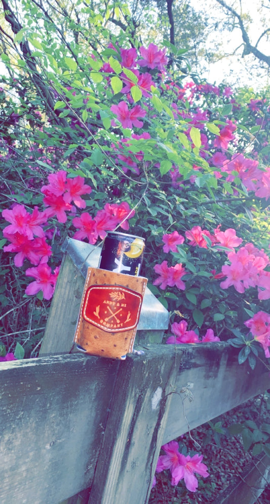 Authentic Ostrich Leather Can Cooler