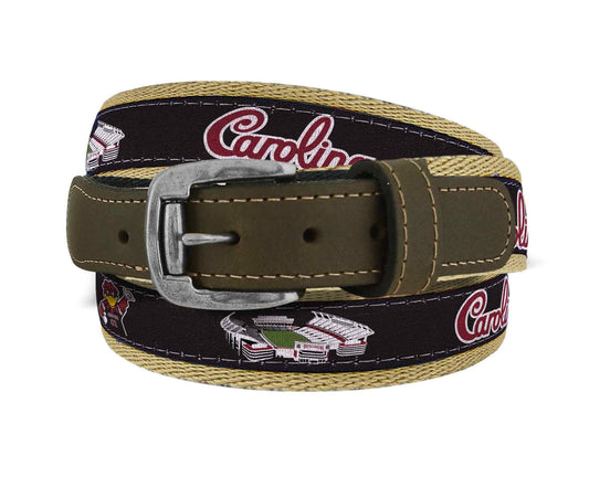 USC Gamecocks Men's Collegiate Stadium Collection Woven Ribbon Belt.