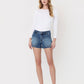 LOVERVET HIGH RISE PATCH POCKET DENIM SHORTS
