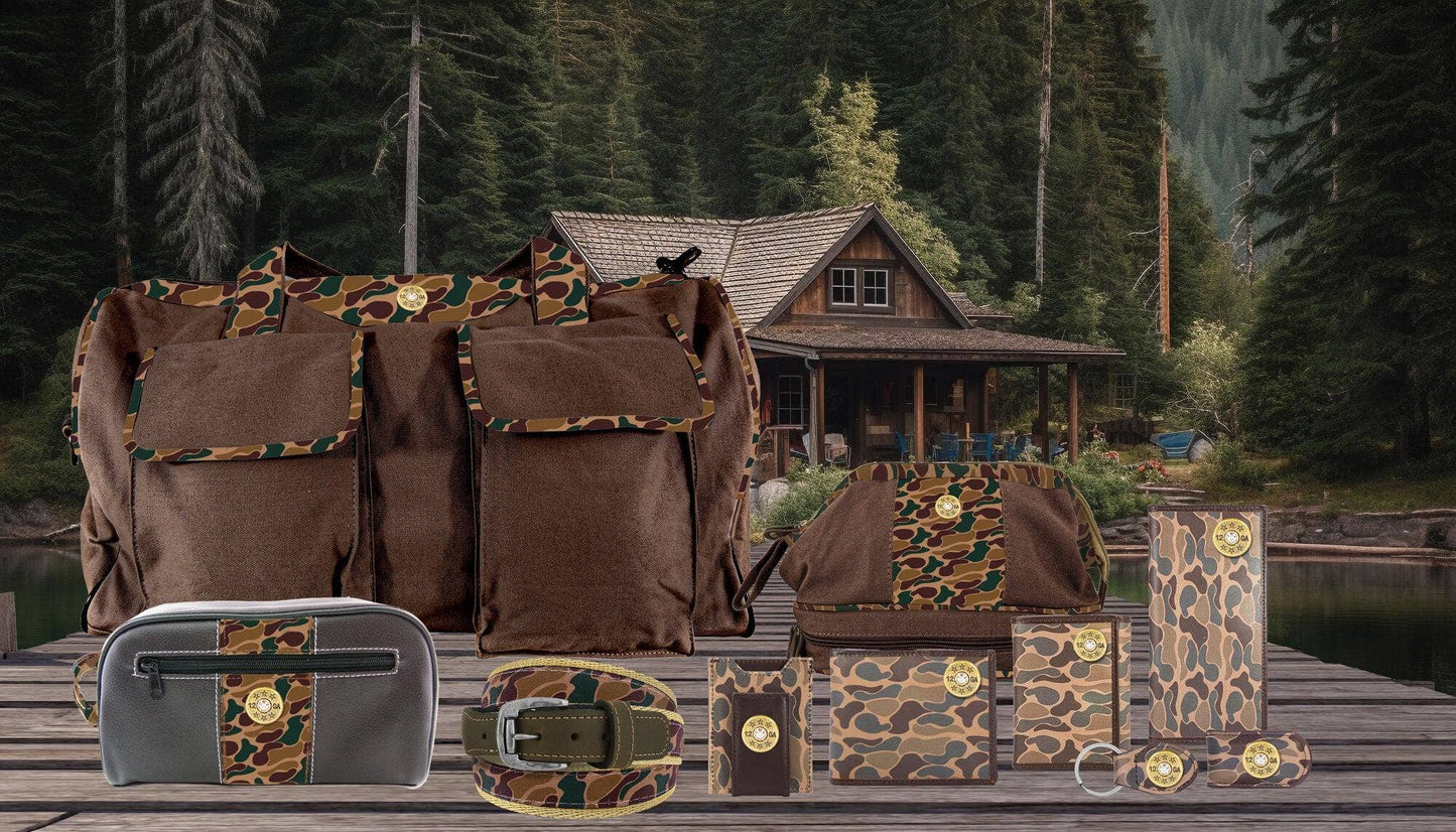 Brown Old School Camo Leather Key Fob