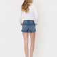 LOVERVET HIGH RISE PATCH POCKET DENIM SHORTS