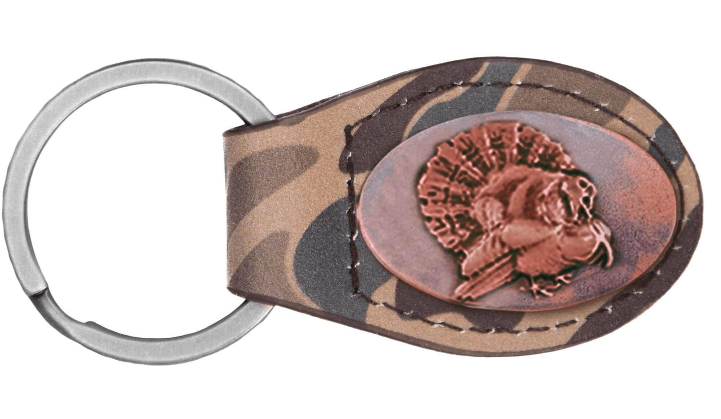 Brown Old School Camo Leather Key Fob