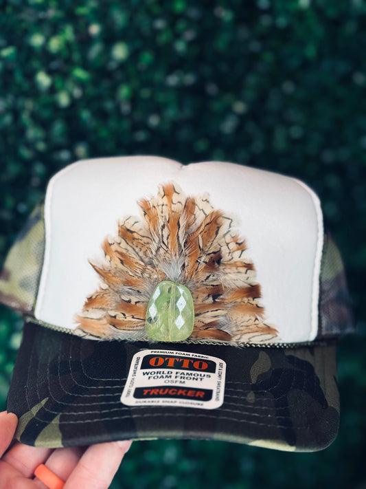 “QUAIL YEAH” Camo Mesh & White Trucker Hat