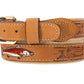Redfish Embroidered Nubuck Tan Leather Belt
