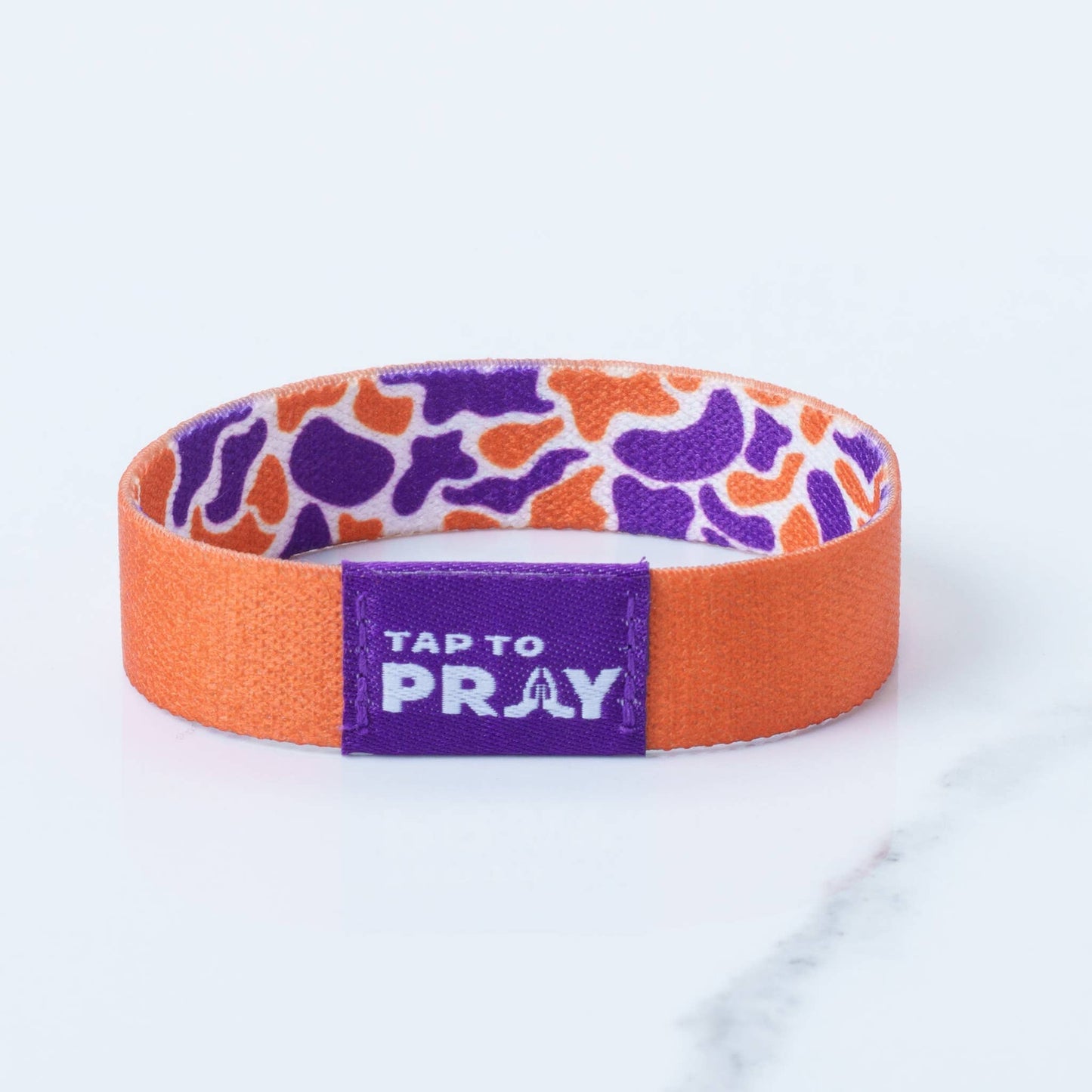 Tap To Pray™ Wristbands - Team Camo - Orange & Purple
