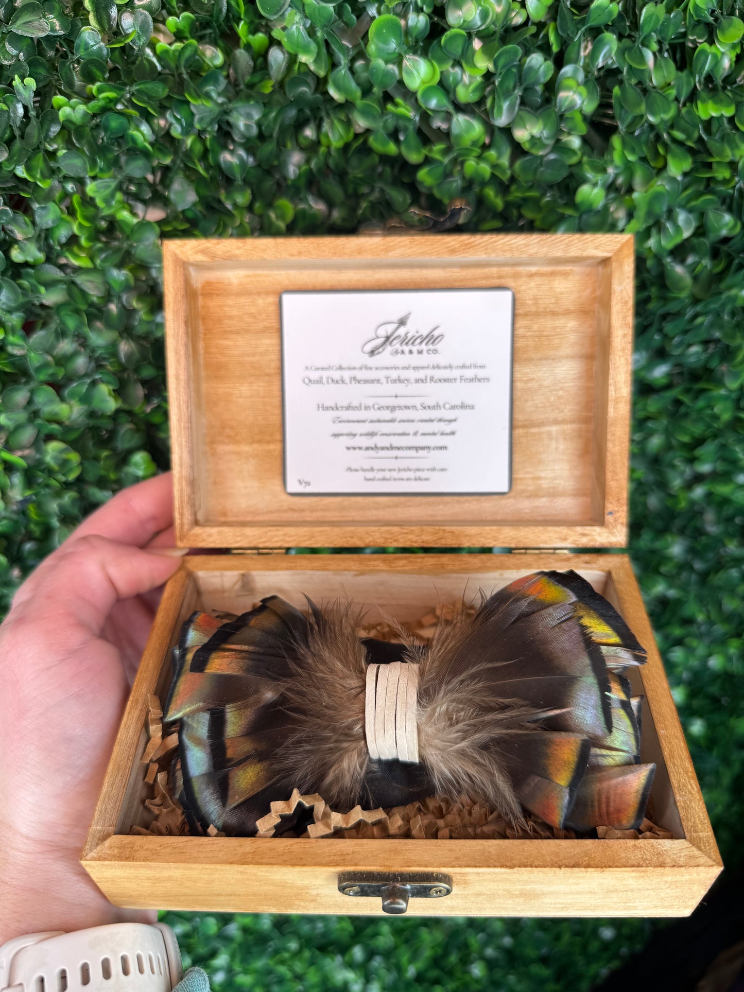 Spring Turkey Handmade Feather Bow Tie