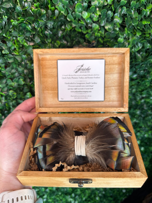 Spring Turkey Handmade Feather Bow Tie