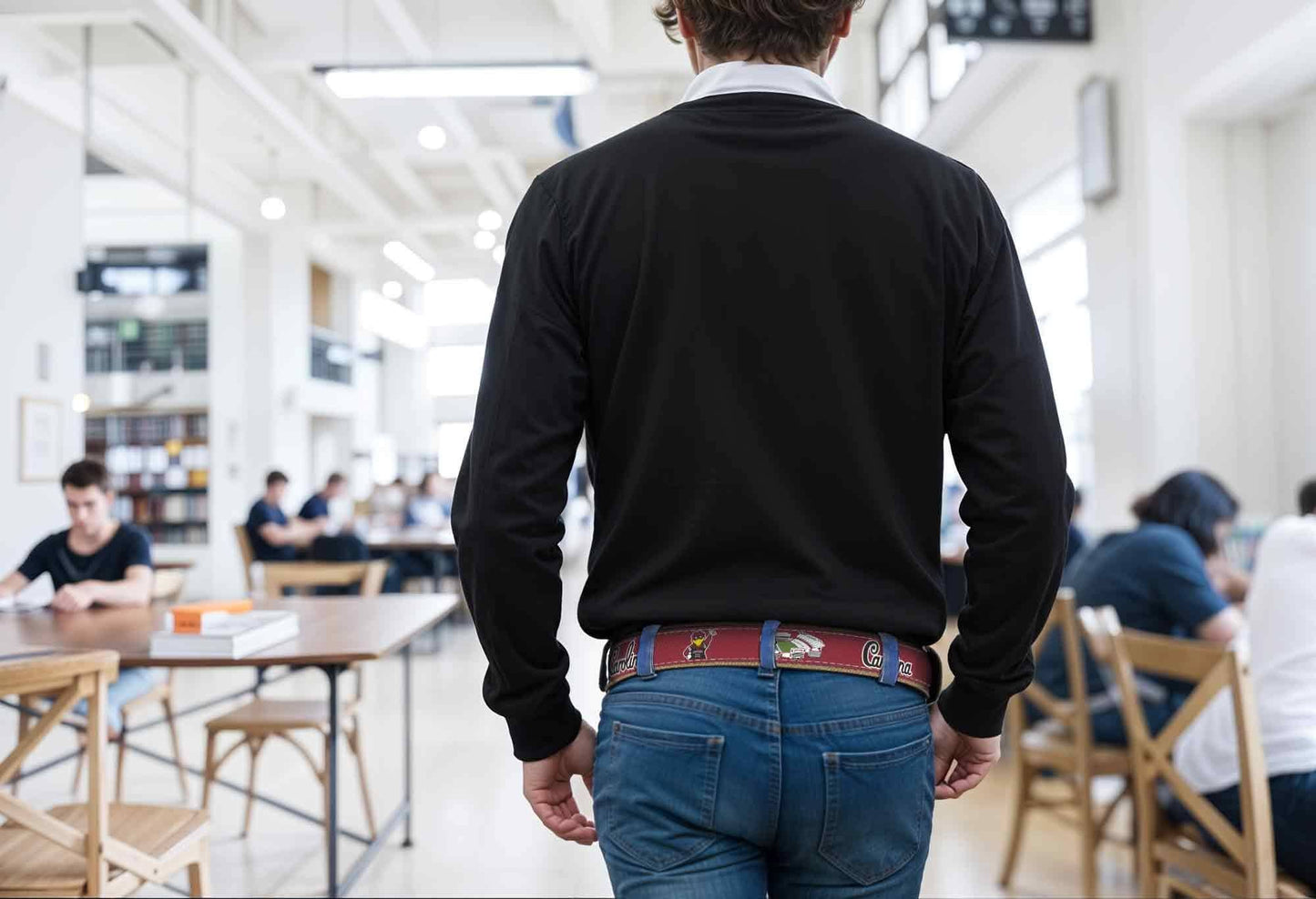 USC Gamecocks Men's Collegiate Stadium Collection Woven Ribbon Belt.