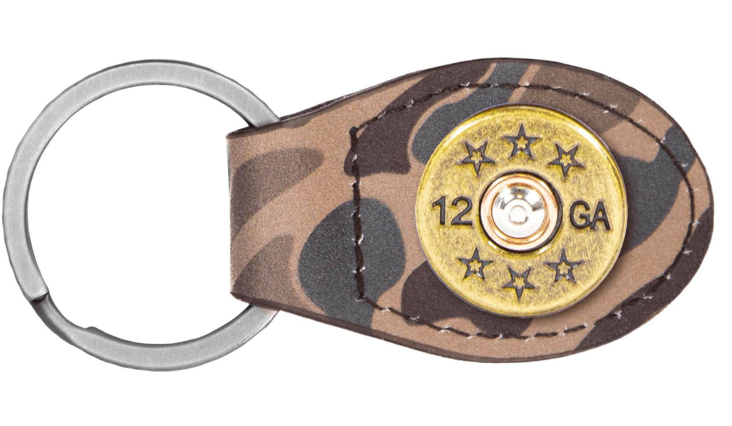 Brown Old School Camo Leather Key Fob
