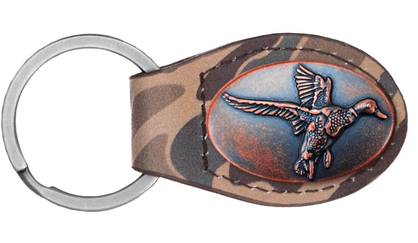 Brown Old School Camo Leather Key Fob