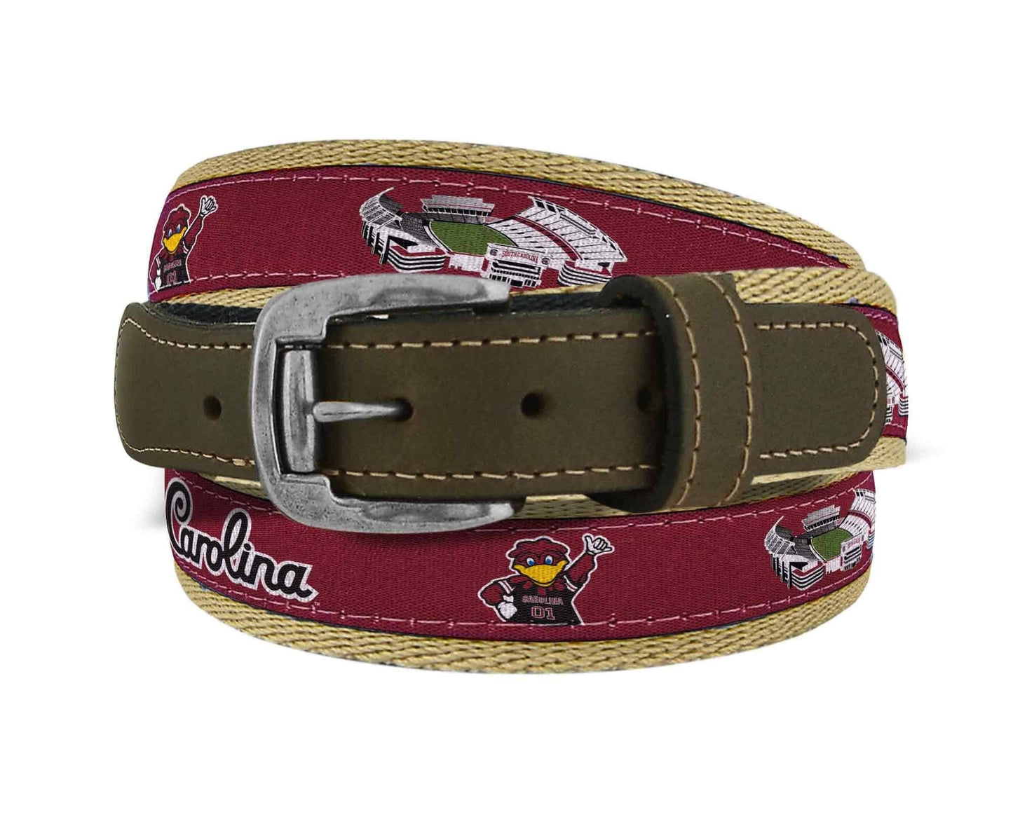 USC Gamecocks Men's Collegiate Stadium Collection Woven Ribbon Belt.