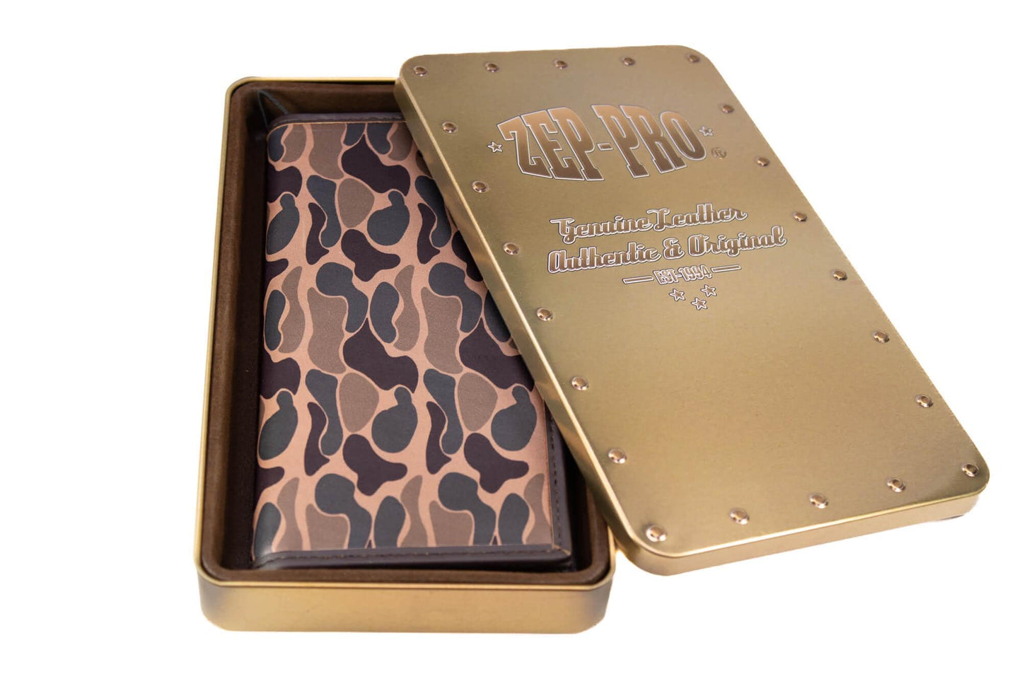 Buck Men's Secretary Old School Camo Leather Wallet