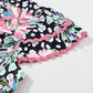 Pink Leopard Floral Ricrac Embellished Tiered Mini Dress