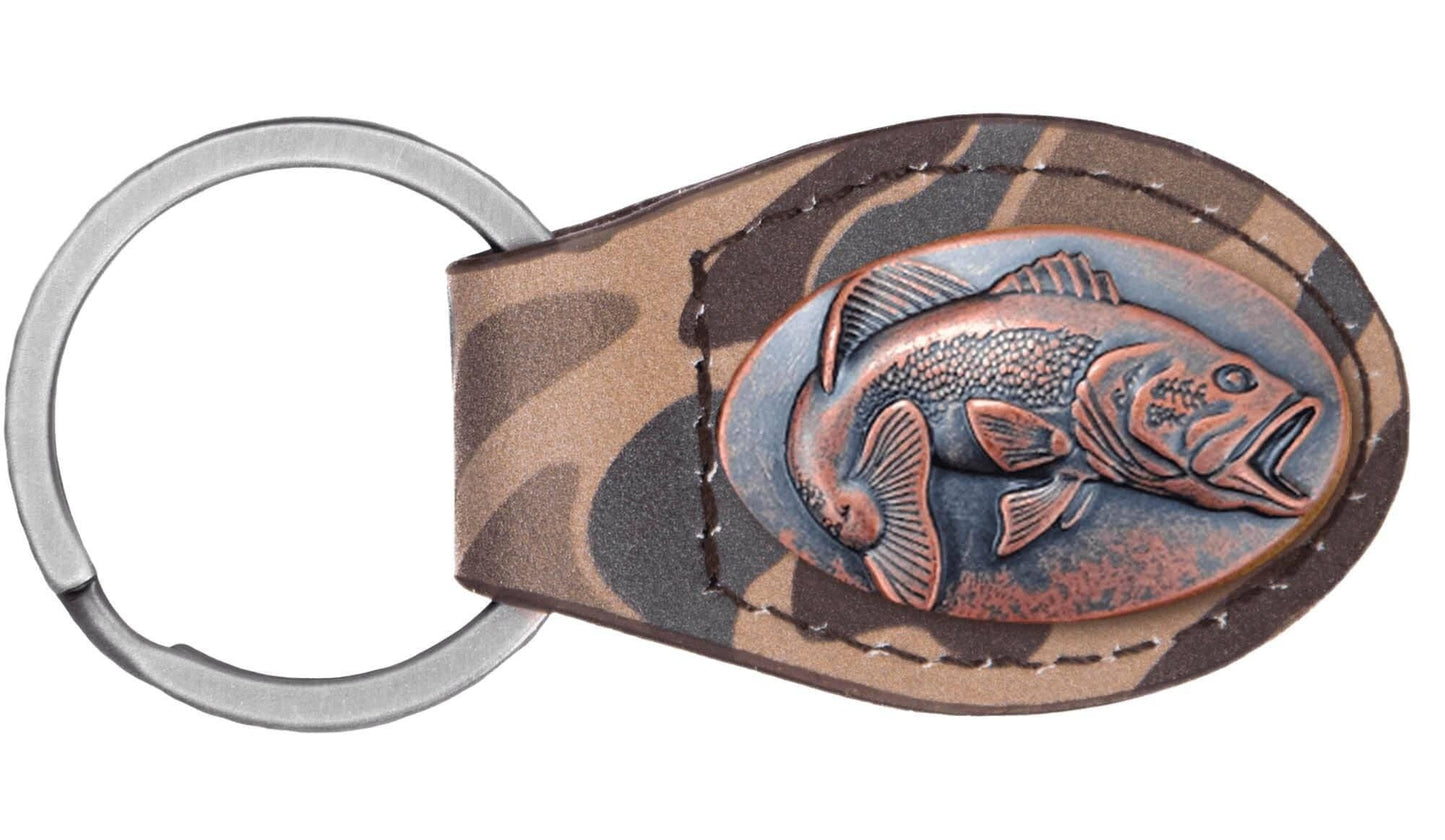 Brown Old School Camo Leather Key Fob