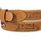 Redfish Embroidered Nubuck Tan Leather Belt