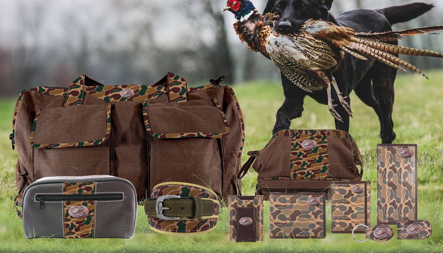 Brown Old School Camo Leather Key Fob