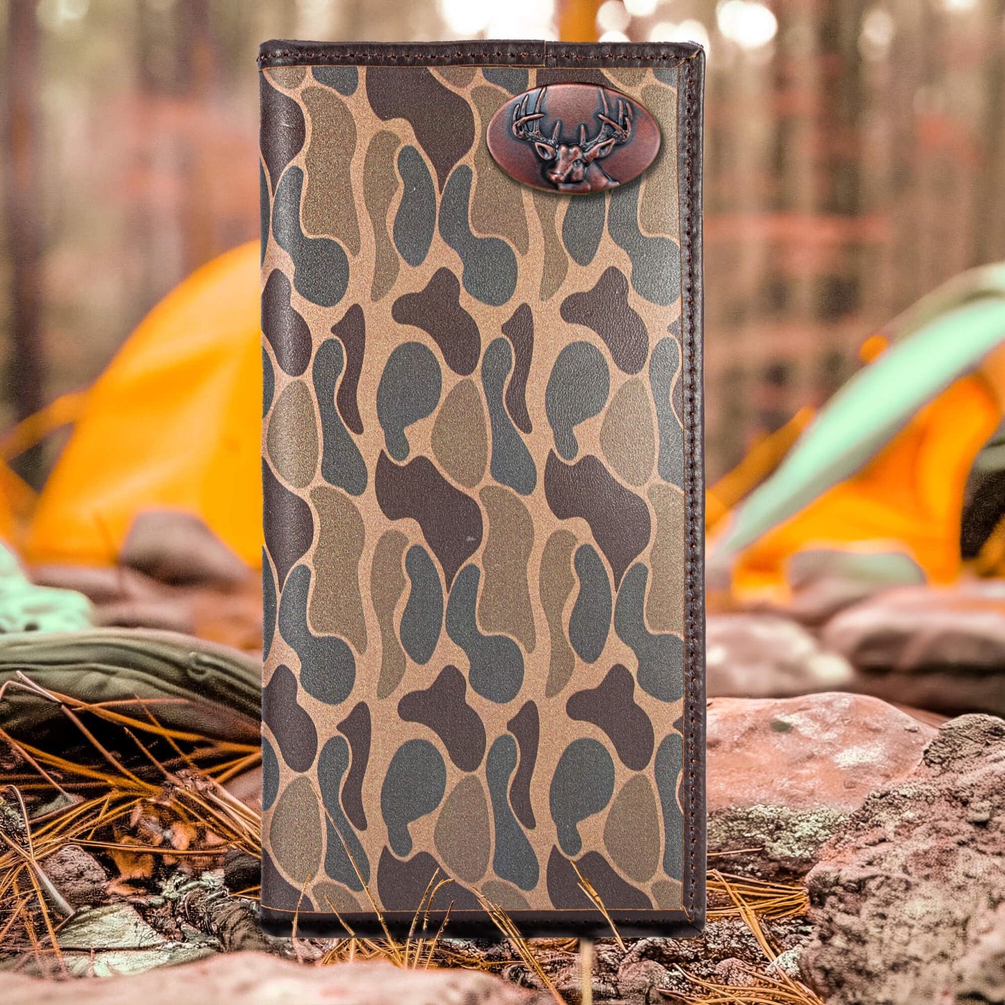 Buck Men's Secretary Old School Camo Leather Wallet