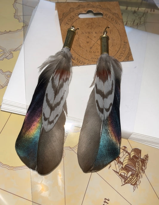 "Woody Vane" Handmade Feather Earrings