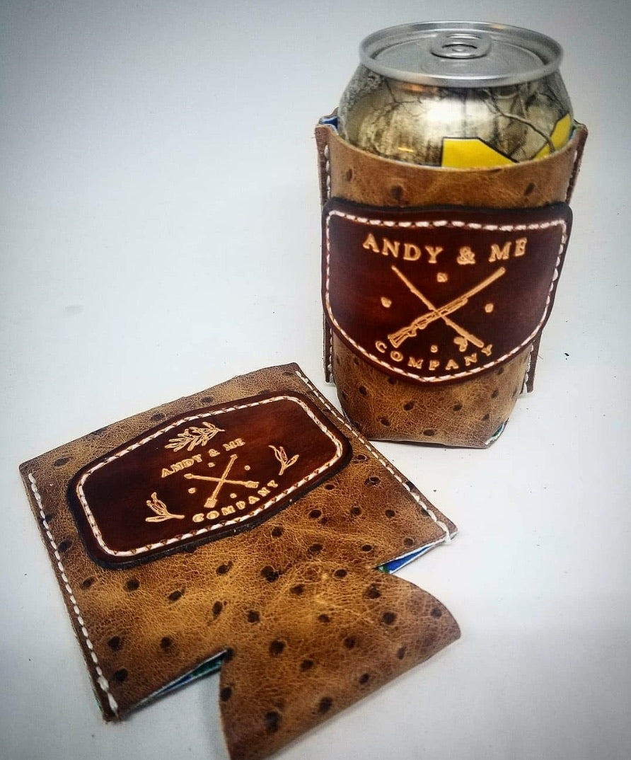 Authentic Ostrich Leather Can Cooler