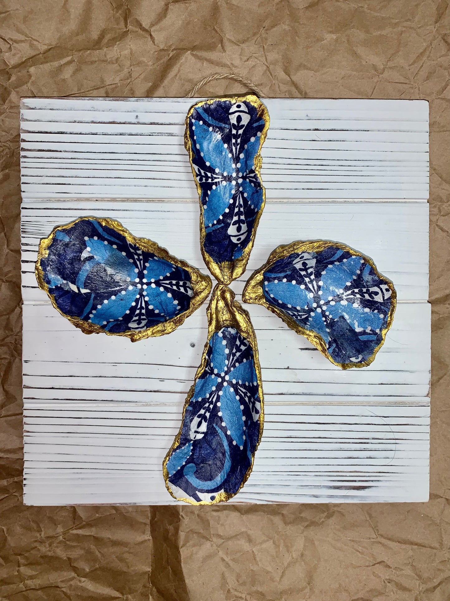 "Meet Me at the Causeway" Decoupage Oyster Cross
